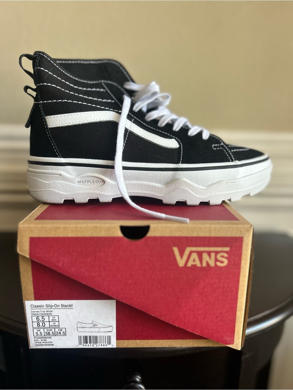 Vans Kids Black and White High-Top Platform Skate Sneakers - Picture 2 of 3